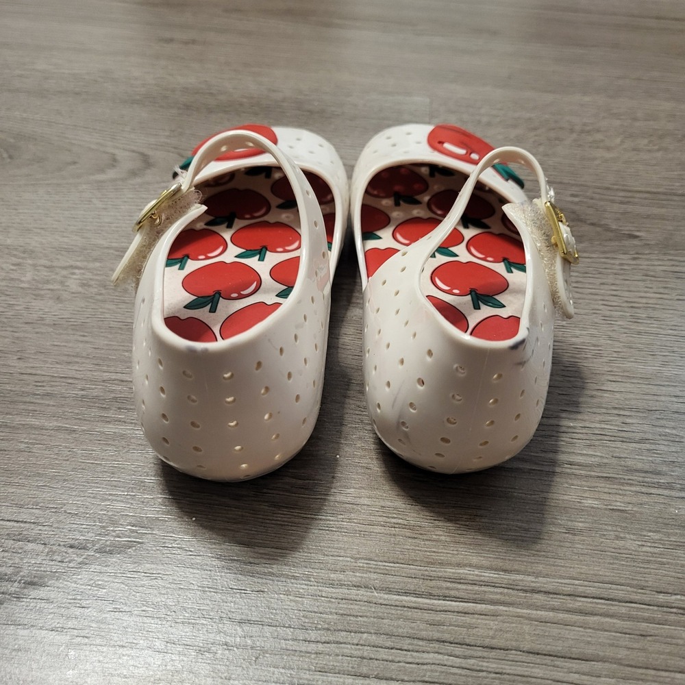 Mini Melissa Apple Mary Jane Jelly Shoes Cream Red‎ White Buckle Flats Fruit 10 - Picture 5 of 8